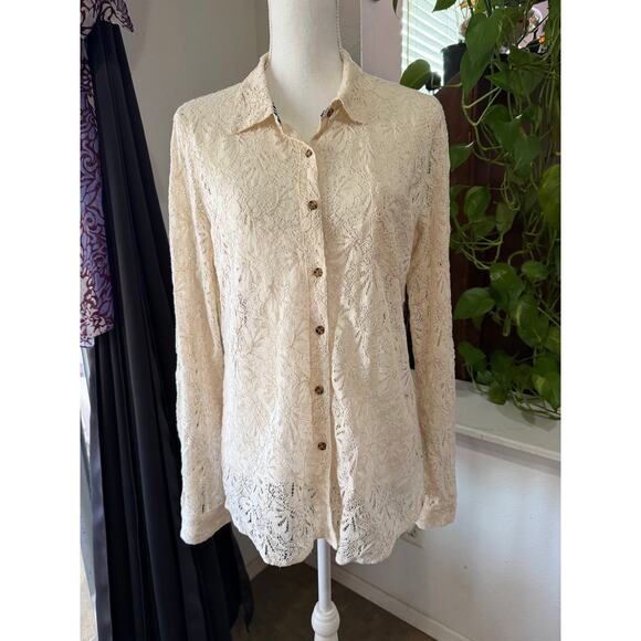 Volcom Cream Lace Button-Down Top

Size Large** - Picture 1 of 3